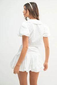 MABLE Puff Sleeve Button Down Top and Bubble Skirt Set - Brittney MADE
