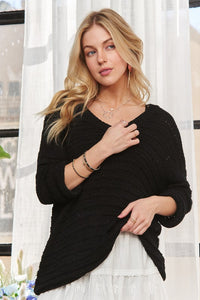 ADORA V-Neck Drop Shoulder Long Sleeve Sweater - Brittney MADE