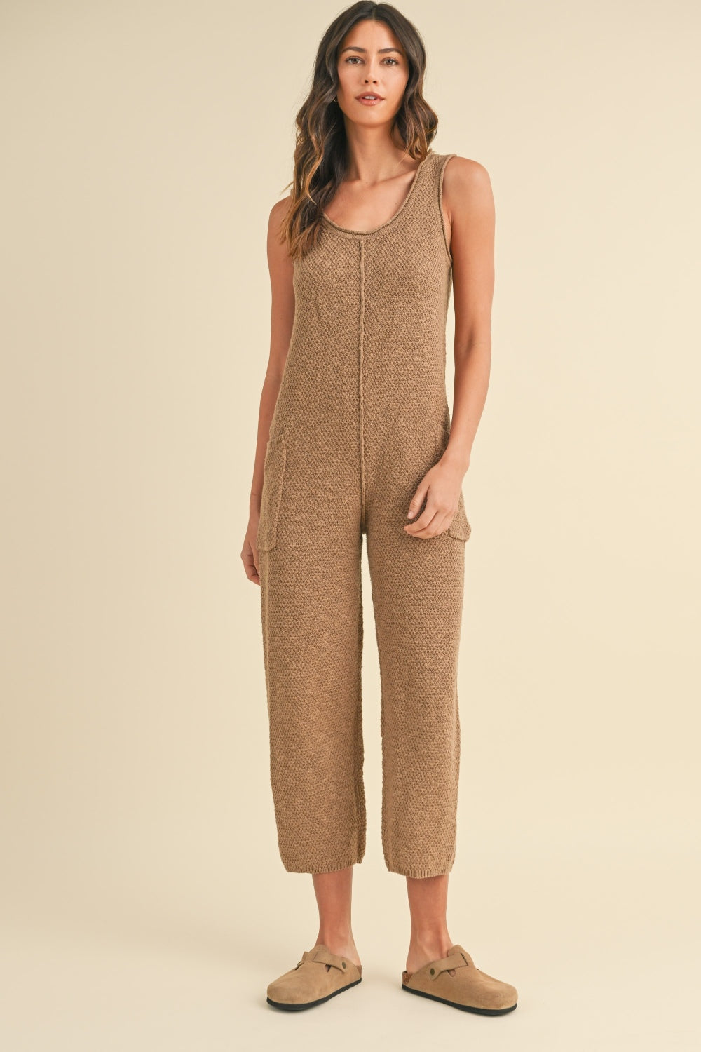 MABLE Sleeveless Knit Crop Jumpsuit with Pockets - Brittney MADE