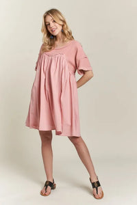 ADORA Round Neck Half Sleeve Babydoll Dress - Brittney MADE