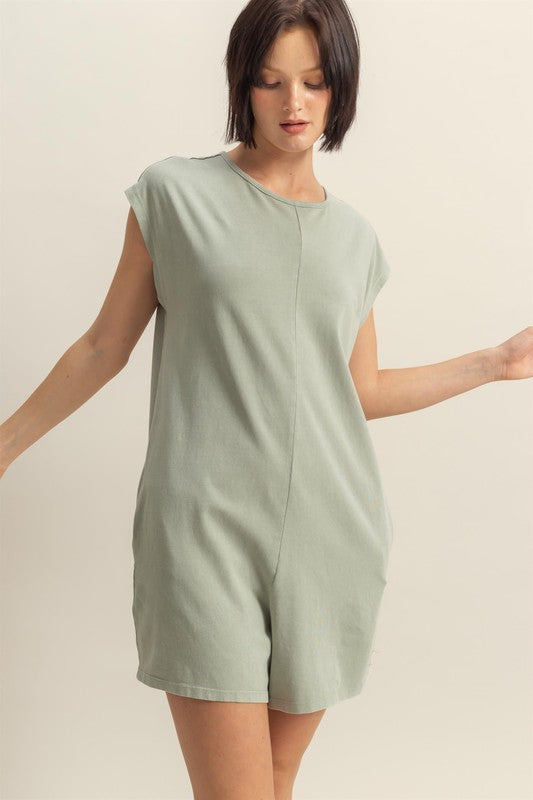 HYFVE Round Neck Cap Sleeve Relaxed Fit Breezy Romper - Brittney MADE