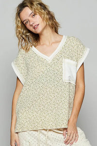 POL Floral V-Neck Short Sleeve T-Shirt - Brittney MADE
