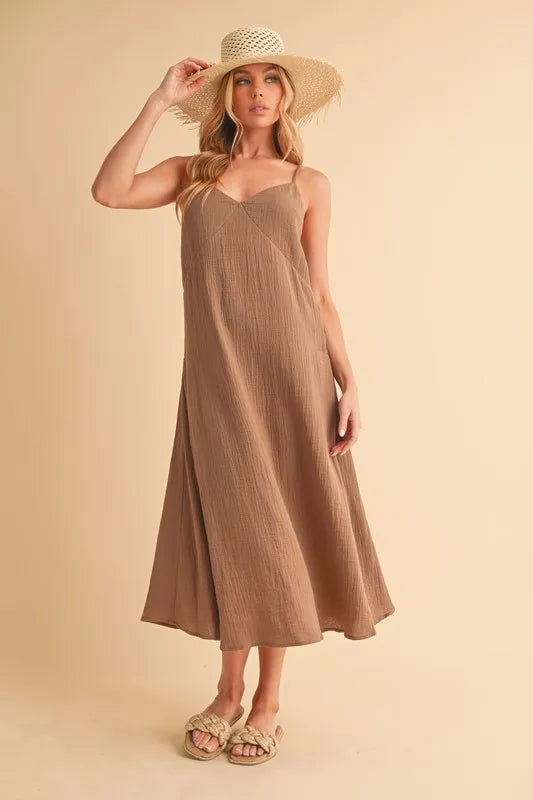 Aemi+Co Side Button Midi Cami Dress - Brittney MADE