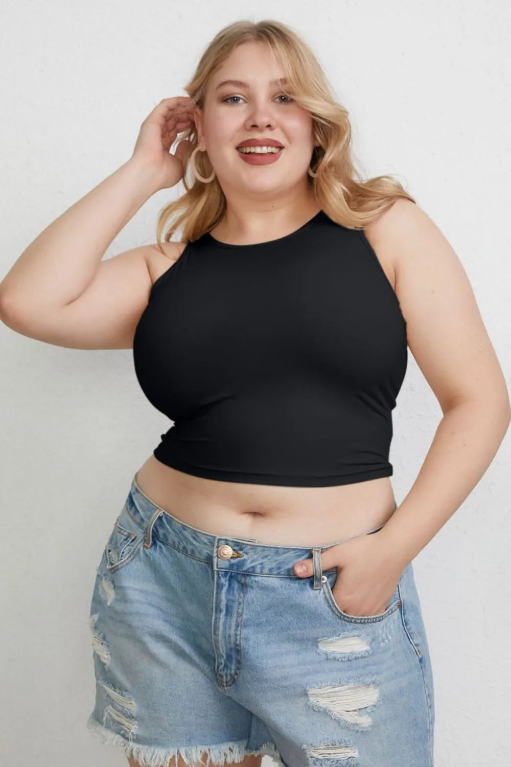 Basic Bae Full Size Round Neck Slim Tank - Brittney MADE