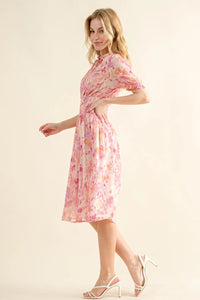 And The Why Full Size Smocked Waist Printed Midi Dress - Brittney MADE