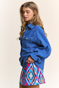 J.NNA Snap Down Long Sleeve Denim Shacket - Brittney MADE