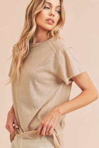 Aemi + Co Exposed Seam Round Neck Short Sleeve T-Shirt - Brittney MADE