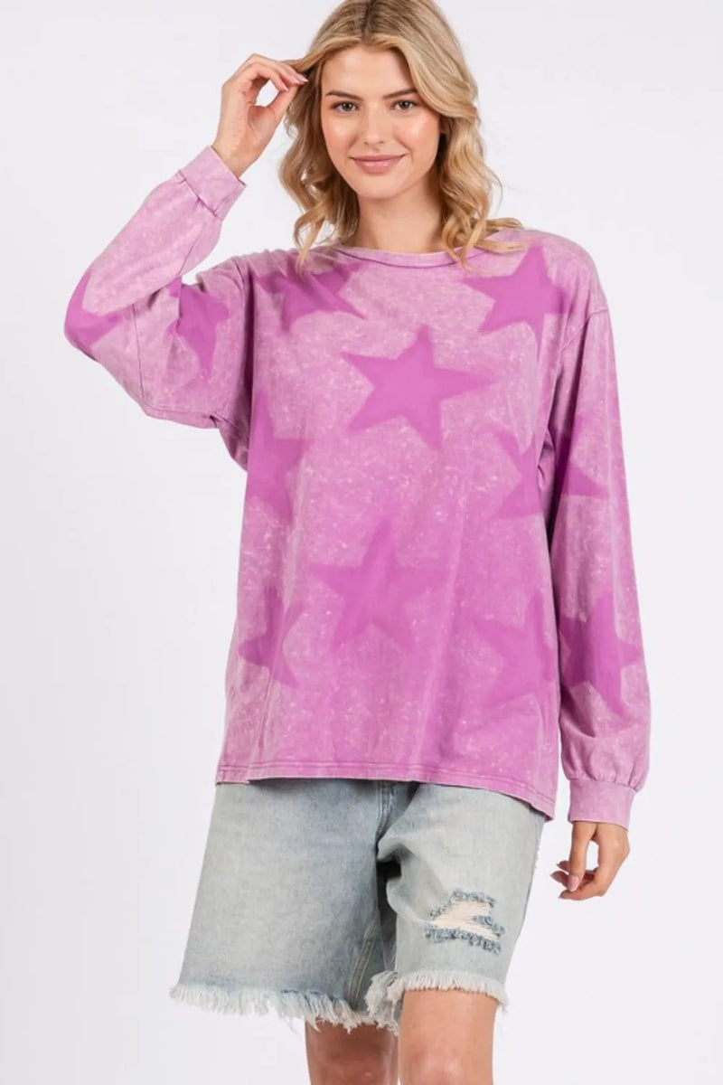 SAGE + FIG Mineral Wash Star Pattern T-Shirt - Brittney MADE