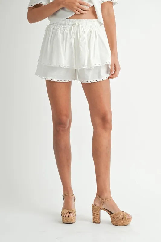 MABLE Collared Button Down Crop Top and Skort Set - Brittney MADE