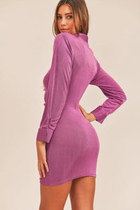 MABLE Front Ruched Button-Down Skinny Mini Shirt Dress - Brittney MADE