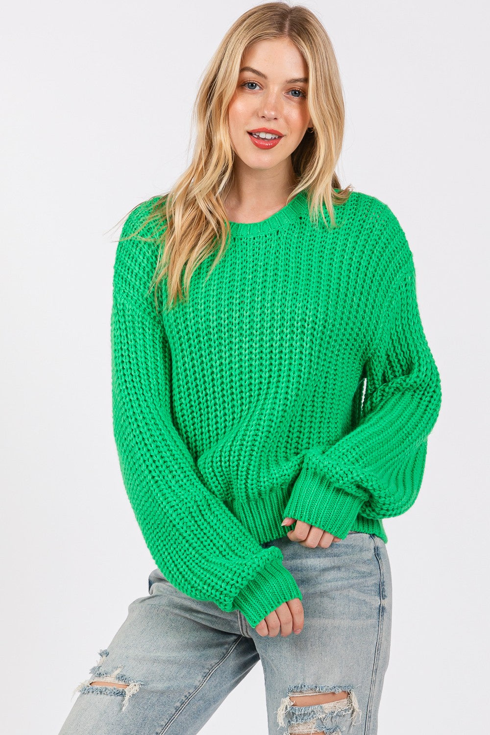 SAGE + FIG Round Neck Drop Shoulder Sweater - Brittney MADE