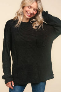 Haptics Mock Neck Side Slit Knit Top - Brittney MADE