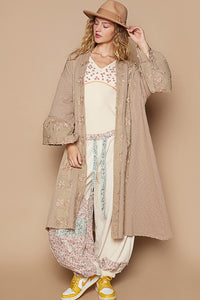 POL Flower Lace Trim Open Front Longline Cardigan - Brittney MADE