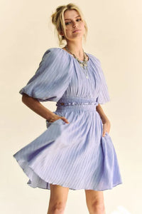 Davi & Dani Back Button Puff Sleeve Mini Dress - Brittney MADE