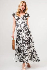 And The Why Ruffled Sleeve Tiered Floral Print Maxi Dress - Brittney MADE