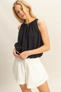 HYFVE Bubble Hem Round Neck Sleeveless Blouse - Brittney MADE