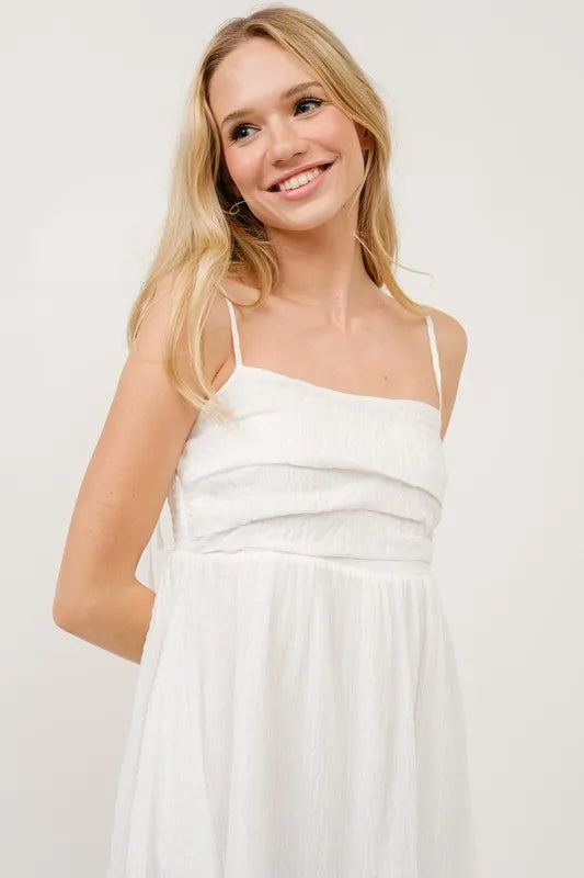And The Why Ruched Front Smocked Back Babydoll Mini Dress - Brittney MADE
