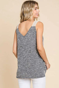 Culture Code Contrast Eyelet Strap Slit Ribbed Tank - Brittney MADE