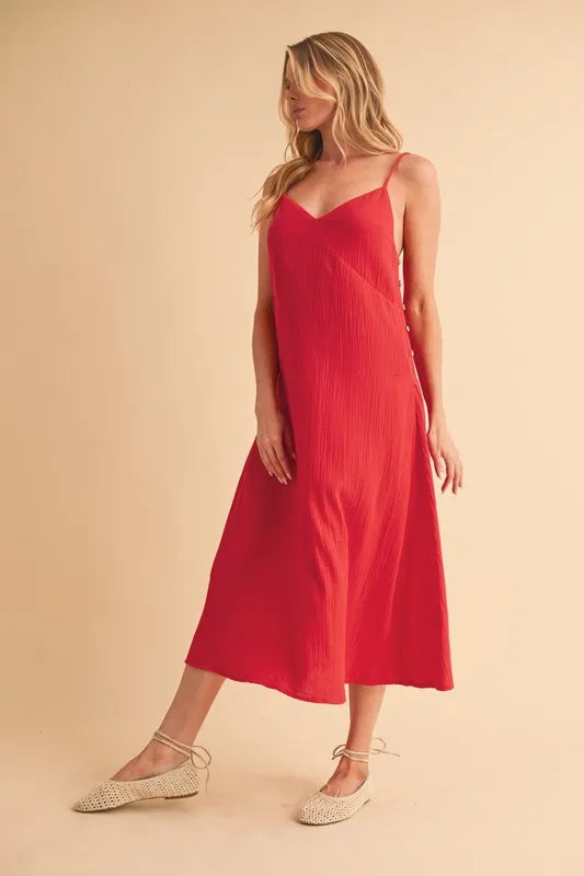 Aemi+Co Side Button Midi Cami Dress - Brittney MADE