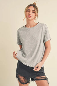 Aemi + Co Exposed Seam Round Neck Short Sleeve T-Shirt - Brittney MADE
