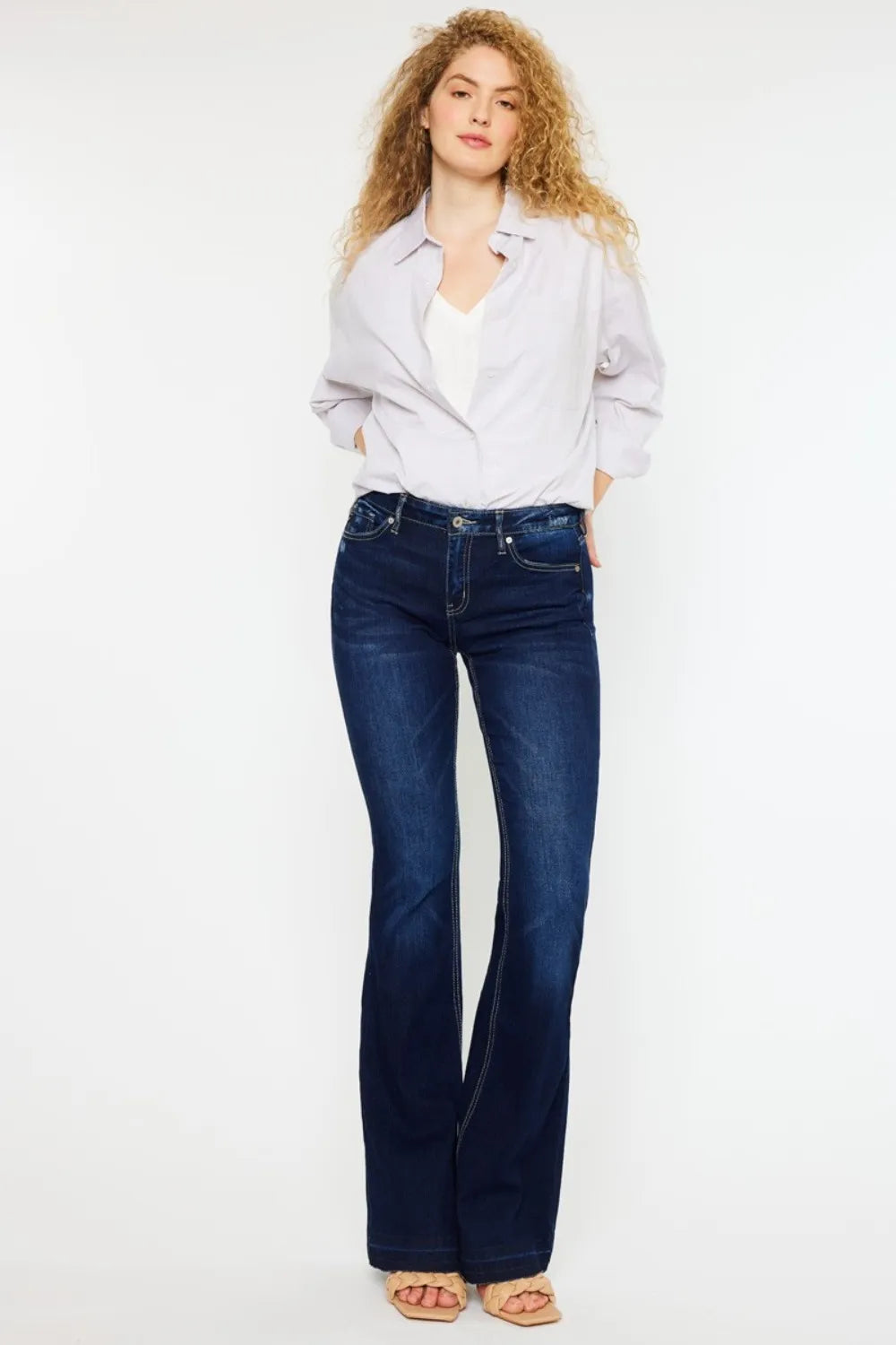 Kancan Mid Rise Slim Flare Jeans - Brittney MADE