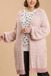 Umgee Full Size Ribbed Hem Open Front Longline Cardigan Plus Size - Brittney MADE