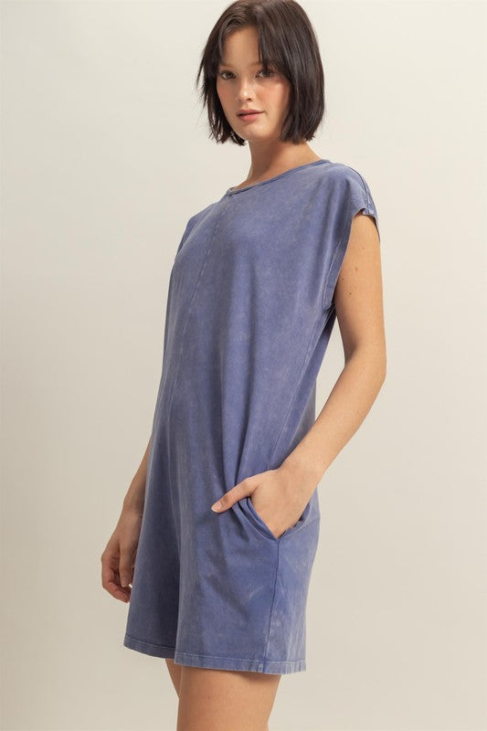 HYFVE Round Neck Cap Sleeve Relaxed Fit Breezy Romper - Brittney MADE