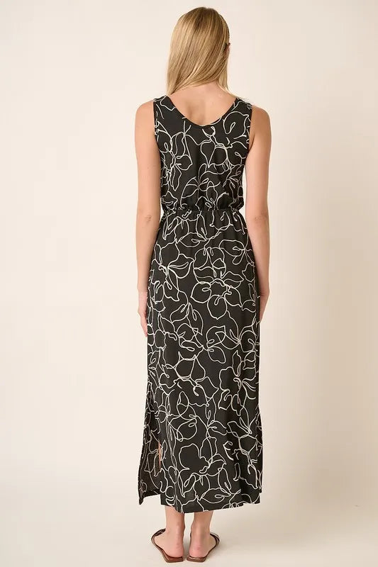 Mittoshop Side Slit Flower Print V-Neck Sleeveless Dress - Brittney MADE