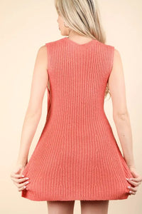 VERY J Slit Round Neck Top and Shorts Sweater Set - Brittney MADE