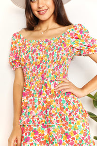 Devine Smocked Sweetheart Neck Flounce Sleeve Mini Dress - Brittney MADE
