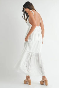 MABLE Eyelet Lace Maxi Dress with Side Strap Details - Brittney MADE
