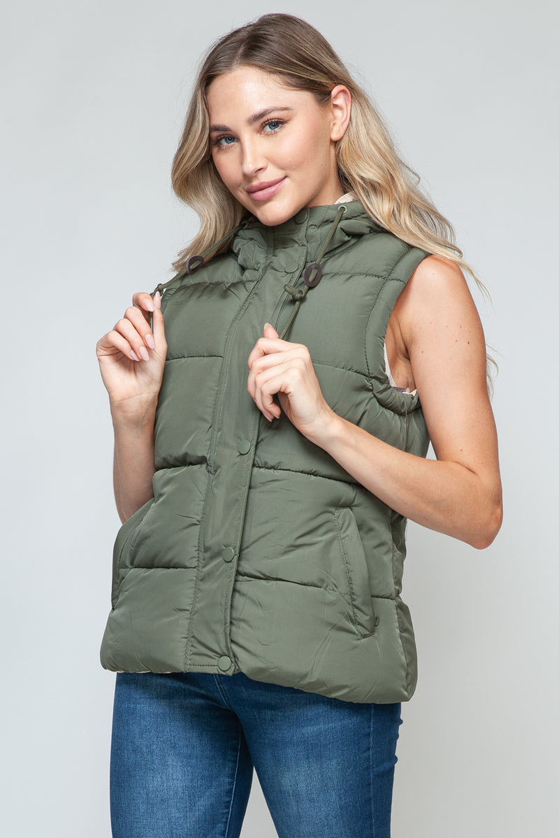 Snobbish Snap and Zip Closure Hooded Vest - Brittney MADE