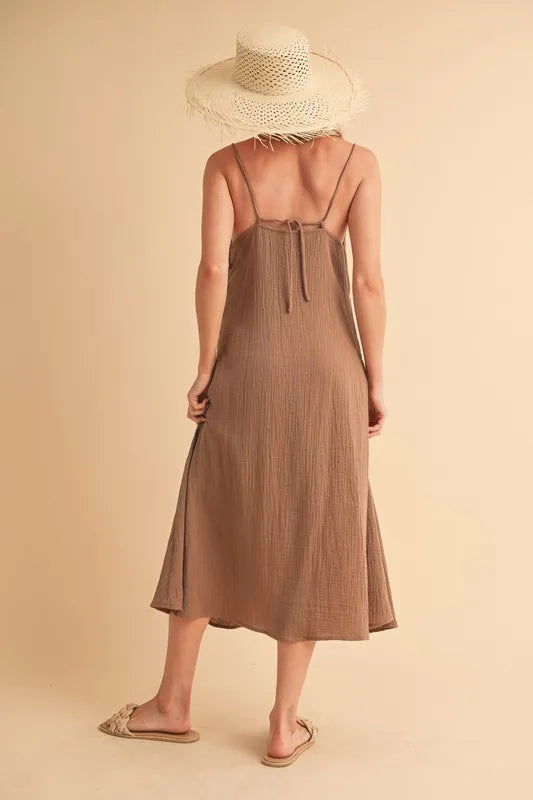 Aemi+Co Side Button Midi Cami Dress - Brittney MADE