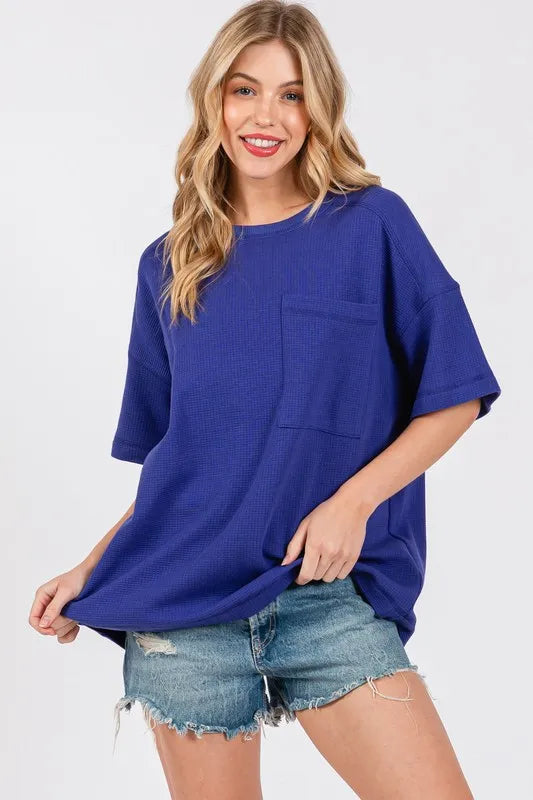 Cesfemme Textured Drop Shoulder T-Shirt - Brittney MADE