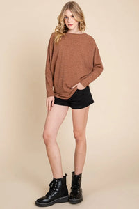 BOMBOM Drop Shoulder Long Sleeve Knit Top - Brittney MADE