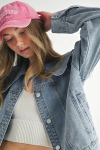 MABLE Scallop Peter Pan Collar Denim Jacket - Brittney MADE