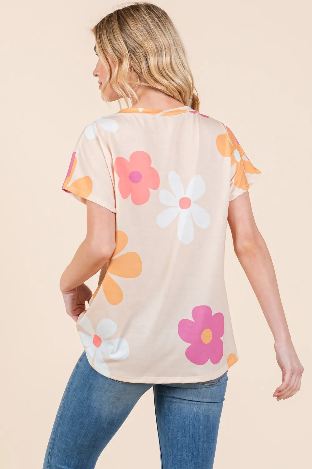 BOMBOM Floral Short Sleeve T-Shirt - Brittney MADE