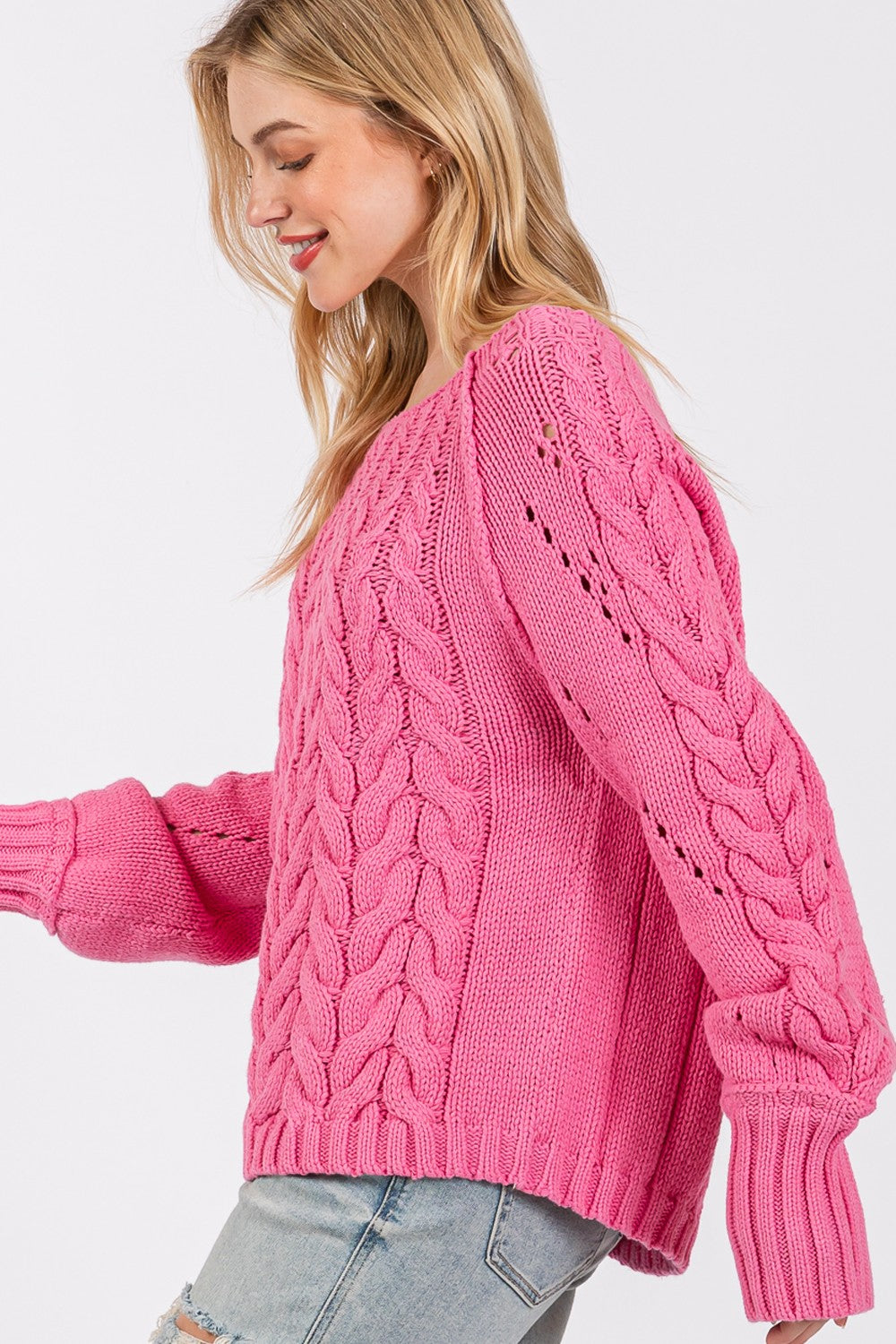 SAGE + FIG Cable-Knit Long Sleeve Sweater - Brittney MADE