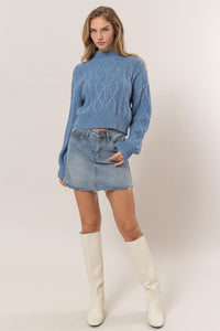 HYFVE Cable-Knit Mock Neck Dropped Shoulder Sweater - Brittney MADE