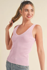 Aemi + Co Ribbed Wide Strap Knit Tank - Brittney MADE