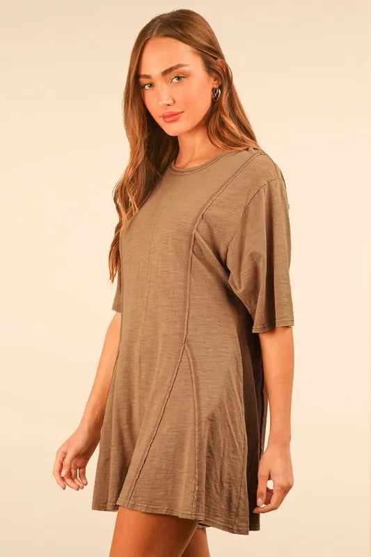 VERY J Mineral Washed Oversized Knit Comfy Romper - Brittney MADE