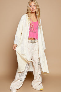 POL Flower Lace Trim Open Front Longline Cardigan - Brittney MADE