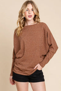 BOMBOM Drop Shoulder Long Sleeve Knit Top - Brittney MADE
