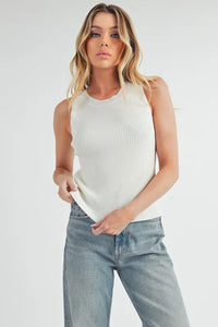 Aemi + Co Ribbed Round Neck Knit Tank - Brittney MADE
