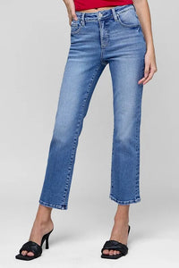 RISEN Full Size Tummy Control High Rise Crop Straight Jeans Plus Size - Brittney MADE