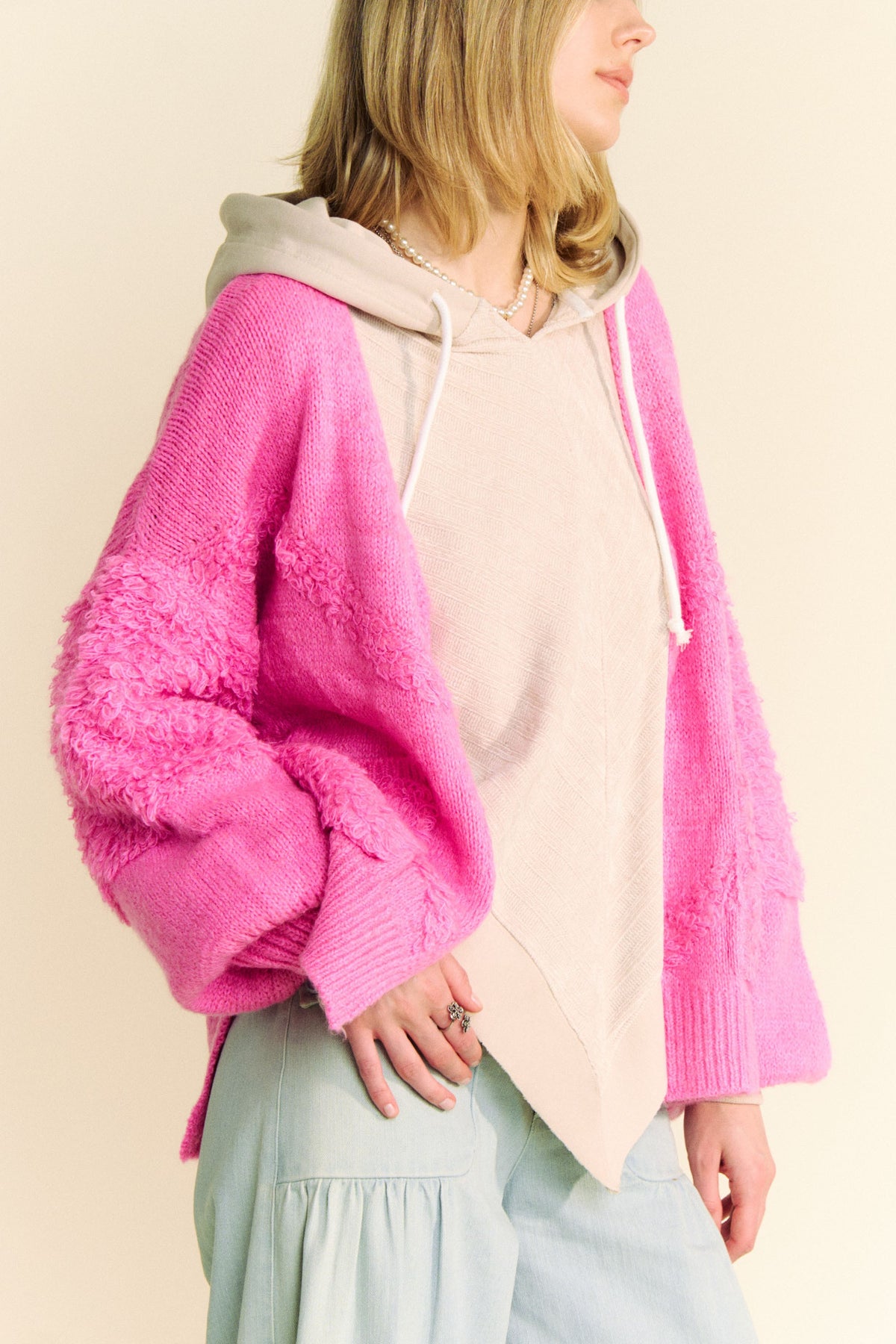 Davi & Dani Side Slit Open Front Long Sleeve Cardigan - Brittney MADE