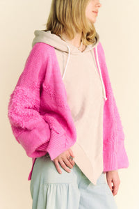 Davi & Dani Side Slit Open Front Long Sleeve Cardigan - Brittney MADE