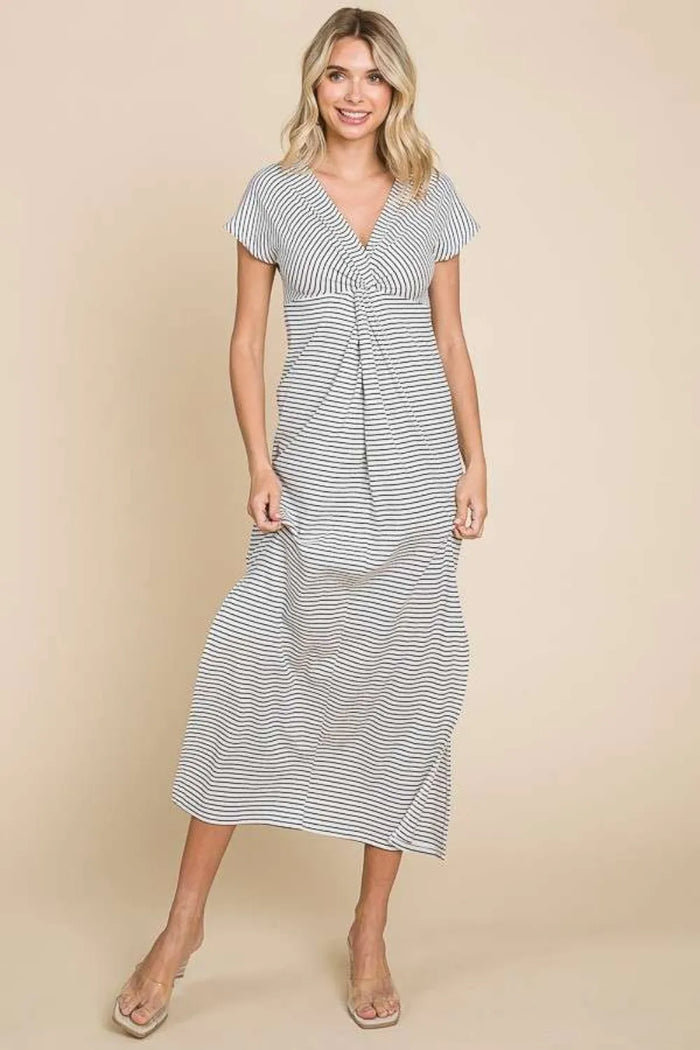 Culture Code Full Size Striped Twisted Detail Dress - Brittney MADE