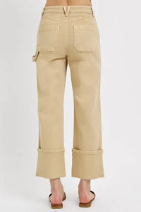 RISEN Full Size High Rise Wide Straight Cuffed Patch Jeans Plus Size - Brittney MADE