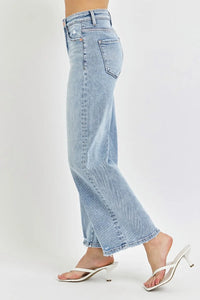 RISEN Full Size Tummy Control High Rise Crop Wide Leg Jeans - Brittney MADE